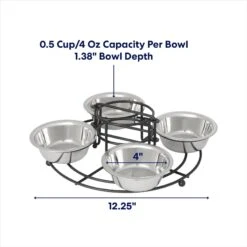 Frisco Multi Pet Feeding 4-Bowls Stainless Steel Dog & Cat Bowls, 0.5 Cup 11 Frisco Multi Pet Feeding 4-Bowls Stainless Steel Dog & Cat Bowls, 0.5 Cup -Frisco 213787 PT1. AC SS1800 V1692728247