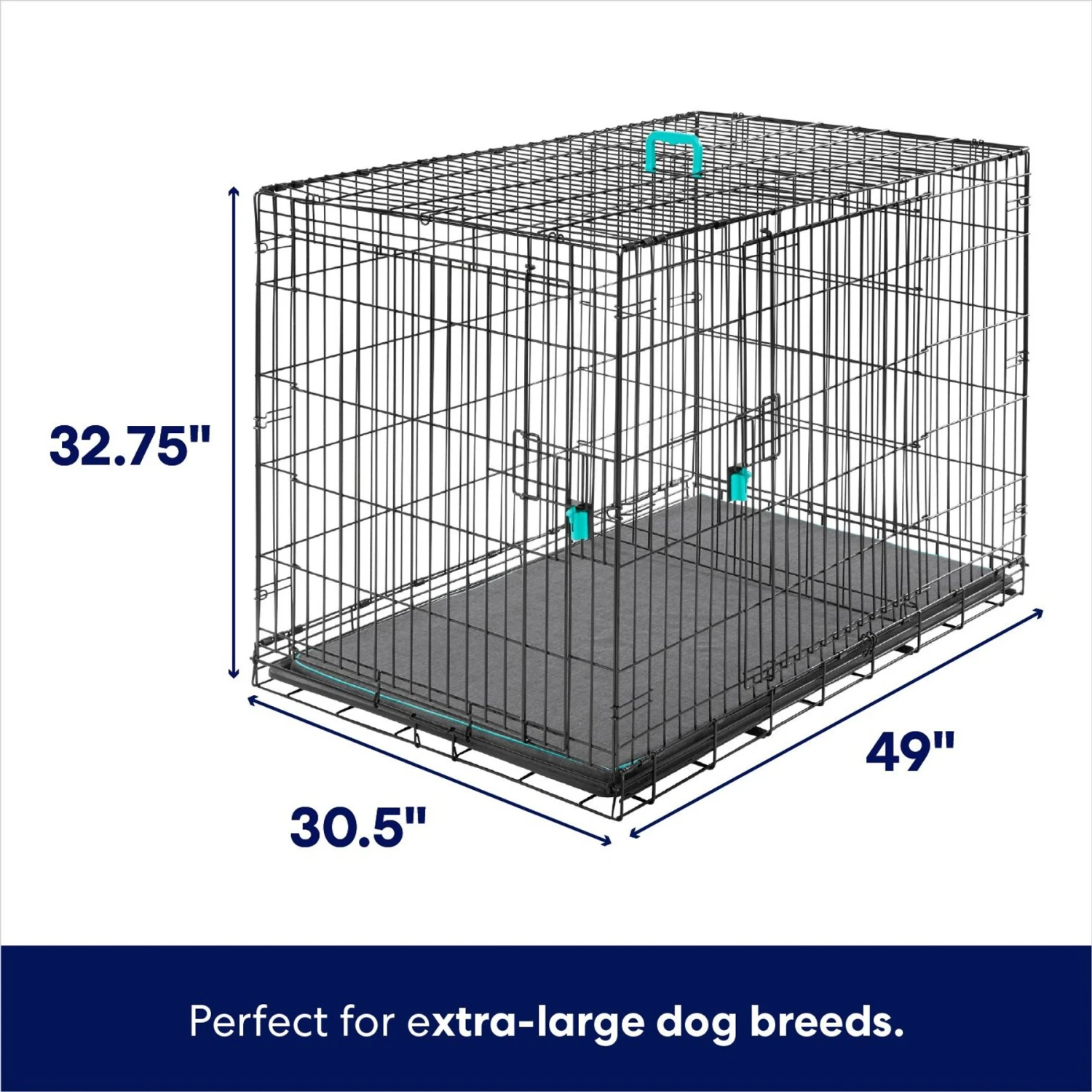Frisco Heavy Duty Enhanced Lock Double Door Fold & Carry Wire Dog Crate & Mat Kit 4 Frisco Heavy Duty Enhanced Lock Double Door Fold & Carry Wire Dog Crate & Mat Kit - Image 2