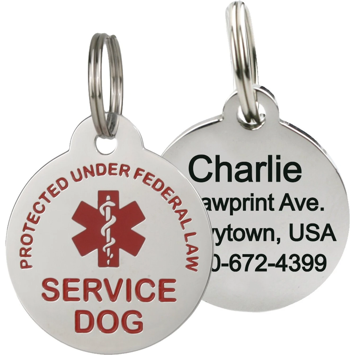Frisco Service Personalized Dog ID Tag, Round Shape 3 Frisco Service Personalized Dog ID Tag, Round Shape