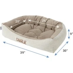Frisco Rectangular Personalized Bolster Dog Bed W/Removable Cover, Beige, X-Large -Frisco 252615 PT2. AC SS1800 V1605140223