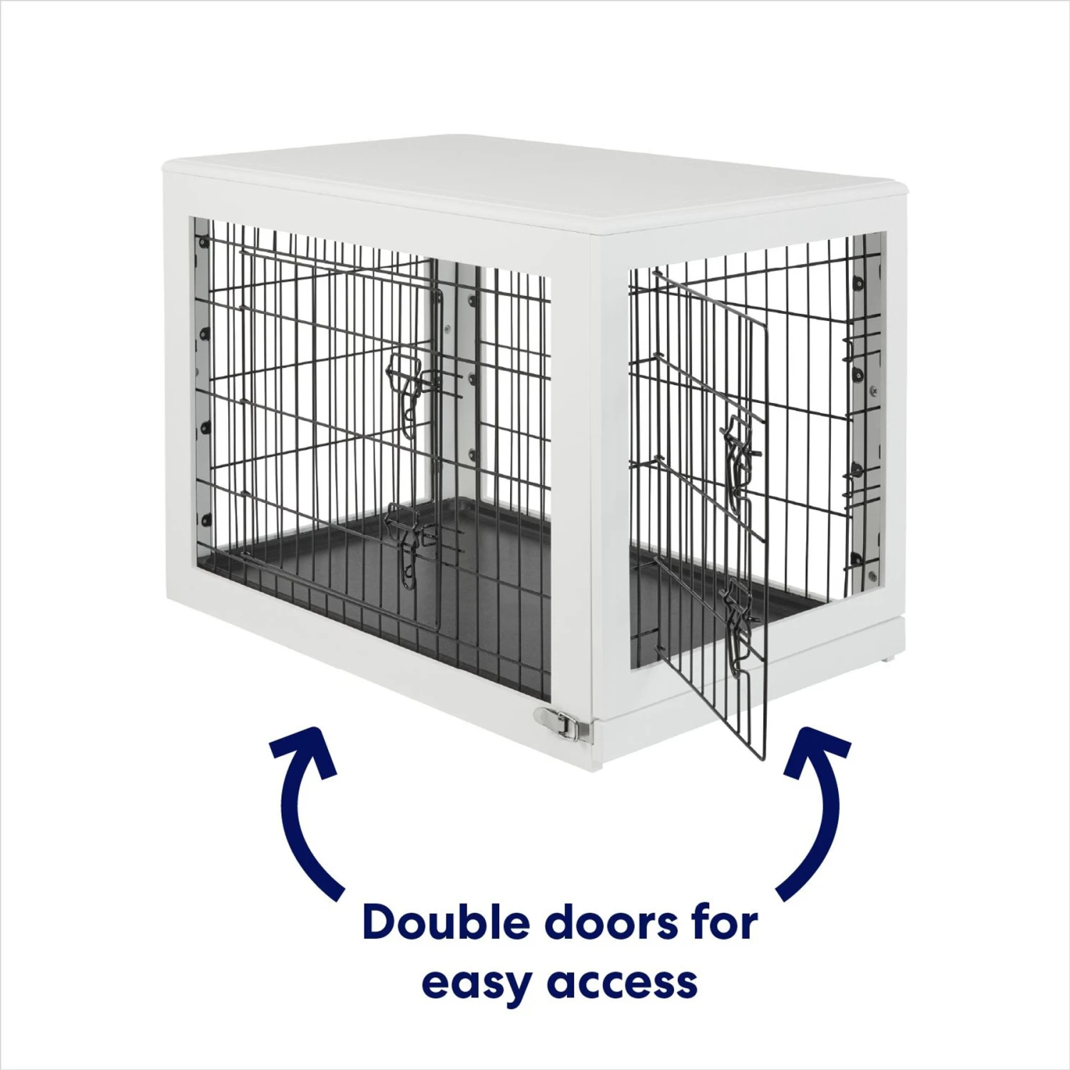 Frisco Double Door Furniture Style Dog Crate, White 5 Frisco Double Door Furniture Style Dog Crate, White - Image 3