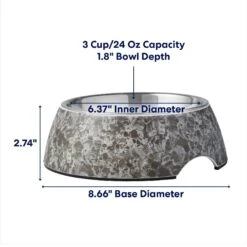 Frisco Black Marble Design Stainless Steel Dog & Cat Bowl -Frisco 253048 PT1. AC SS1800 V1692728193