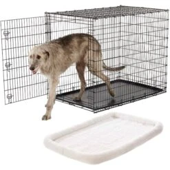 Frisco Heavy Duty Single Door Wire Dog Crate & Frisco Quilted Dog Crate Mat