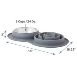 Frisco Silicone Stainless Steel Double Diner Slow Feeder Dog & Cat Bowl, Grey, 3 Cup 7 Frisco Silicone Stainless Steel Double Diner Slow Feeder Dog & Cat Bowl, Grey, 3 Cup -Frisco 277549 PT1. AC SS1800 V1628861555