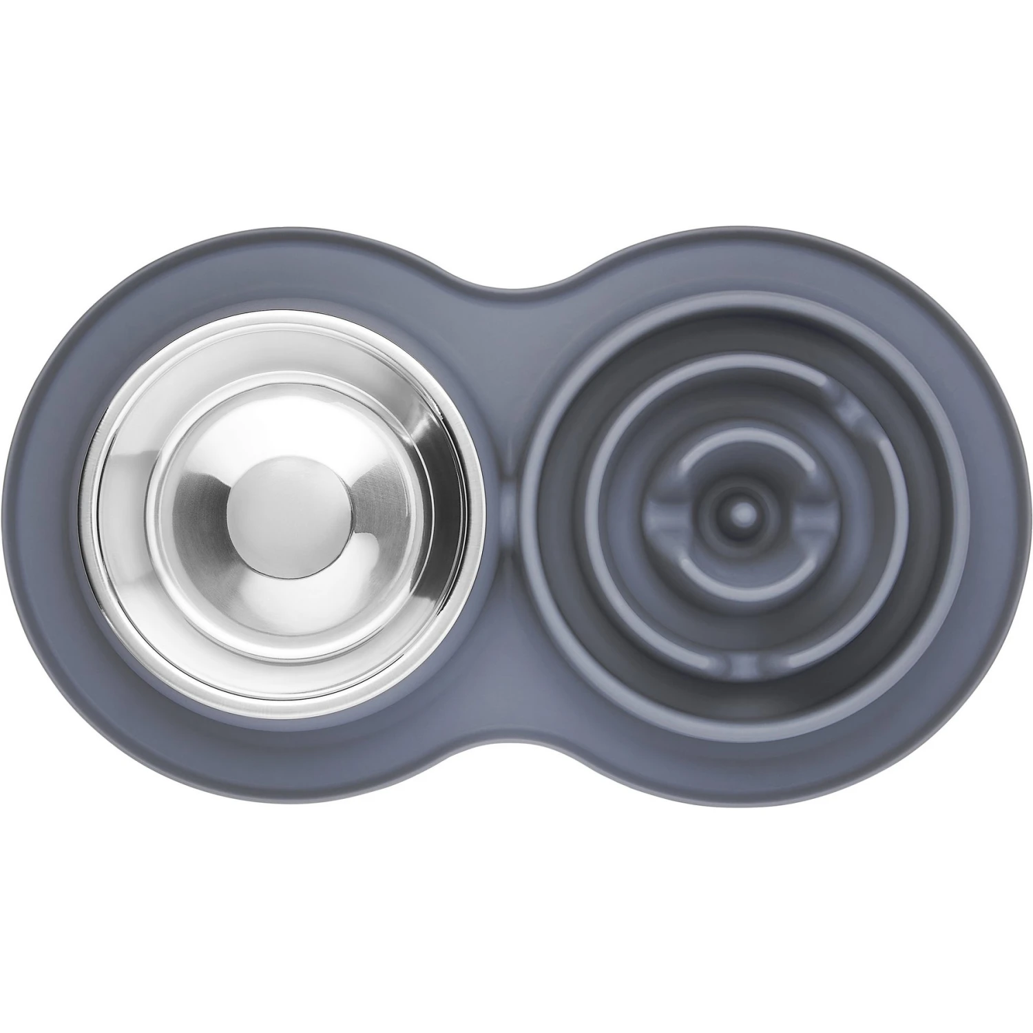 Frisco Silicone Stainless Steel Double Diner Slow Feeder Dog & Cat Bowl, Grey, 3 Cup 5 Frisco Silicone Stainless Steel Double Diner Slow Feeder Dog & Cat Bowl, Grey, 3 Cup - Image 4