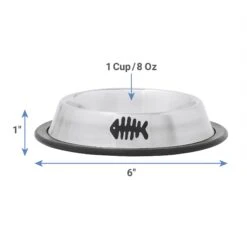 Frisco Fish Print Non-Skid Stainless Steel Dish Cat Bowl -Frisco 277583 PT1. AC SS1800 V1628861789