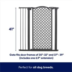 Frisco Metal Pattern Extra Tall Auto-close Dog Gate -Frisco 280288 PT1. AC SS1800 V1649429845