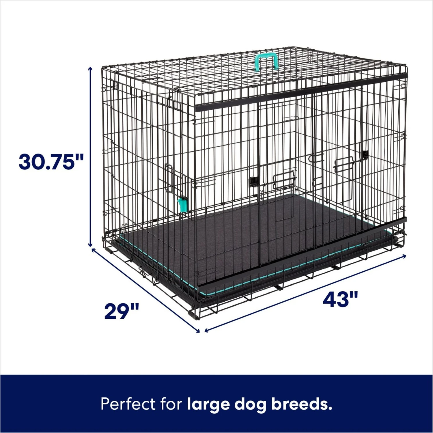 Frisco Heavy Duty Enhanced Lock Sliding Double Door Fold & Carry Wire Dog Crate & Mat Kit 4 Frisco Heavy Duty Enhanced Lock Sliding Double Door Fold & Carry Wire Dog Crate & Mat Kit - Image 2