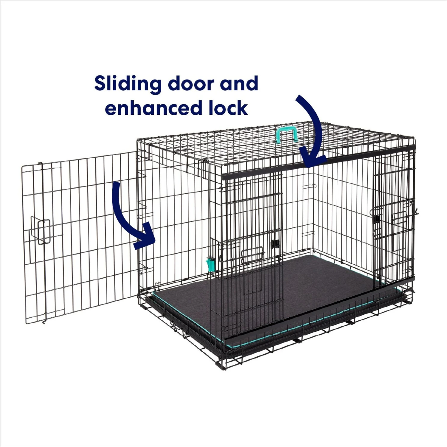 Frisco Heavy Duty Enhanced Lock Sliding Double Door Fold & Carry Wire Dog Crate & Mat Kit 6 Frisco Heavy Duty Enhanced Lock Sliding Double Door Fold & Carry Wire Dog Crate & Mat Kit - Image 4