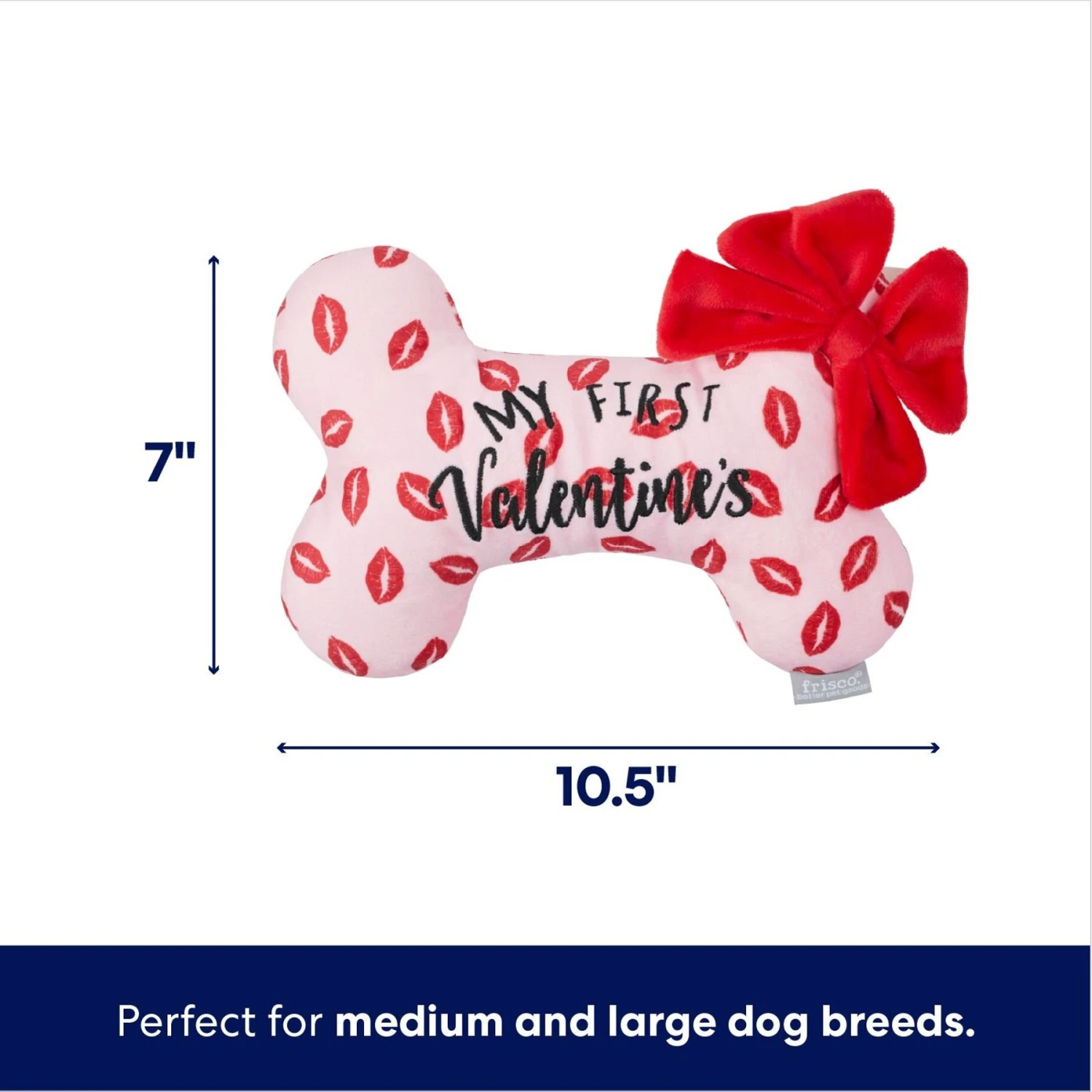 Frisco Valentine My First Valentine's Bone Reversible Plush Squeaky Dog Toy 4 Frisco Valentine My First Valentine's Bone Reversible Plush Squeaky Dog Toy - Image 2