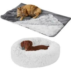 Frisco 19 Frisco Eyelash Cat & Dog Bolster Bed & Frisco Eyelash Cat & Dog Blanket