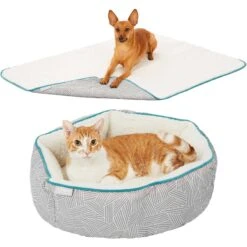 Frisco 17 Frisco Sherpa Dog & Cat Blanket & Frisco Sherpa Hexagon Bolster Cat & Dog Bed