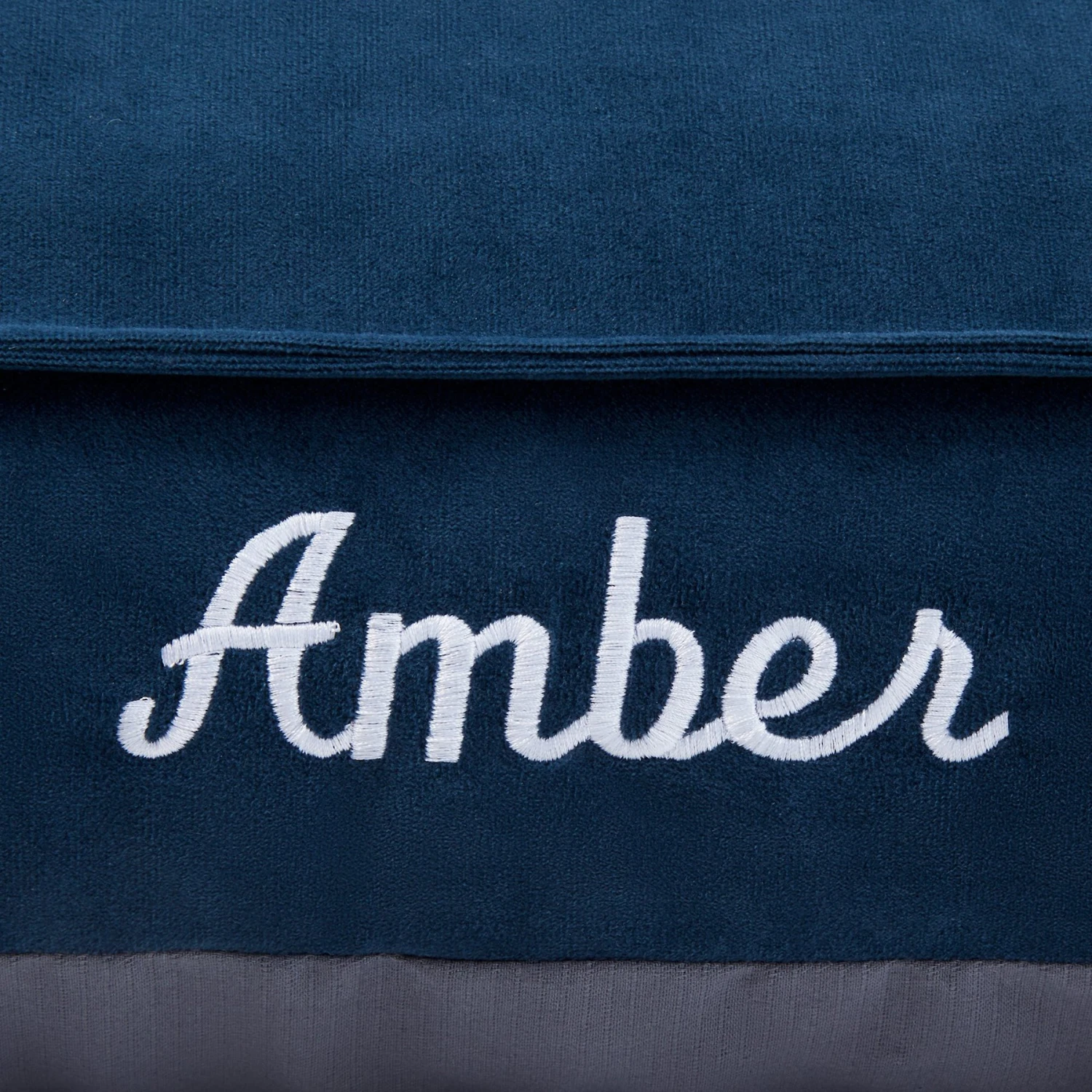 Frisco Personalized Navy Bolstered Bed With Navy Check Bolster, X-Large 5 Frisco Personalized Navy Bolstered Bed With Navy Check Bolster, X-Large - Image 3