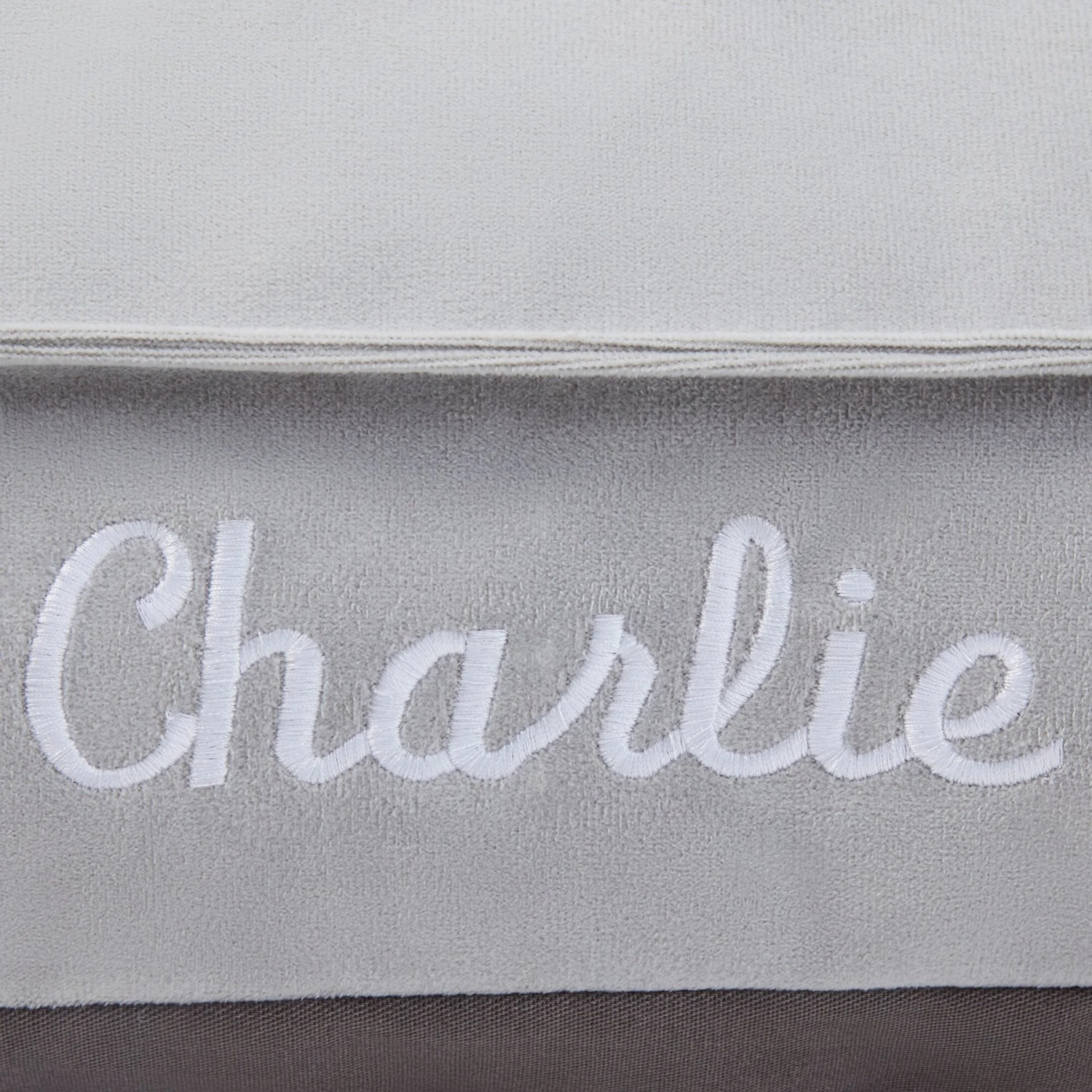 Frisco Personalized Silver Bolstered Bed With Silver Check Bolster 5 Frisco Personalized Silver Bolstered Bed With Silver Check Bolster - Image 3