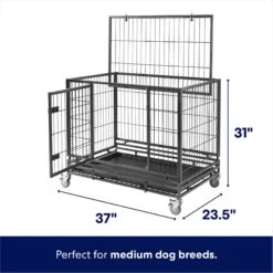 Frisco Ultimate Lightweight Heavy Duty Foldable & Stackable Steel Metal Single Door Dog Crate -Frisco 326416 PT1. AC SS1800 V1645737982