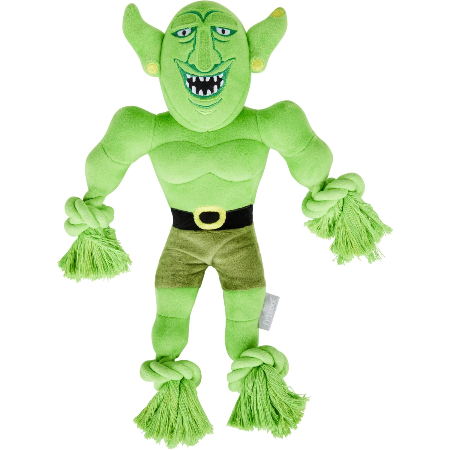 Frisco Halloween Goblin Plush With Rope Squeaky Dog Toy 3 Frisco Halloween Goblin Plush With Rope Squeaky Dog Toy