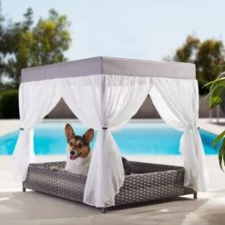 Frisco Outdoor Wicker Canopy Dog Bed