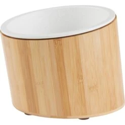 Frisco Elevated Slanted Bamboo Melamine Non-Skid Dog Bowl With Bamboo Stand