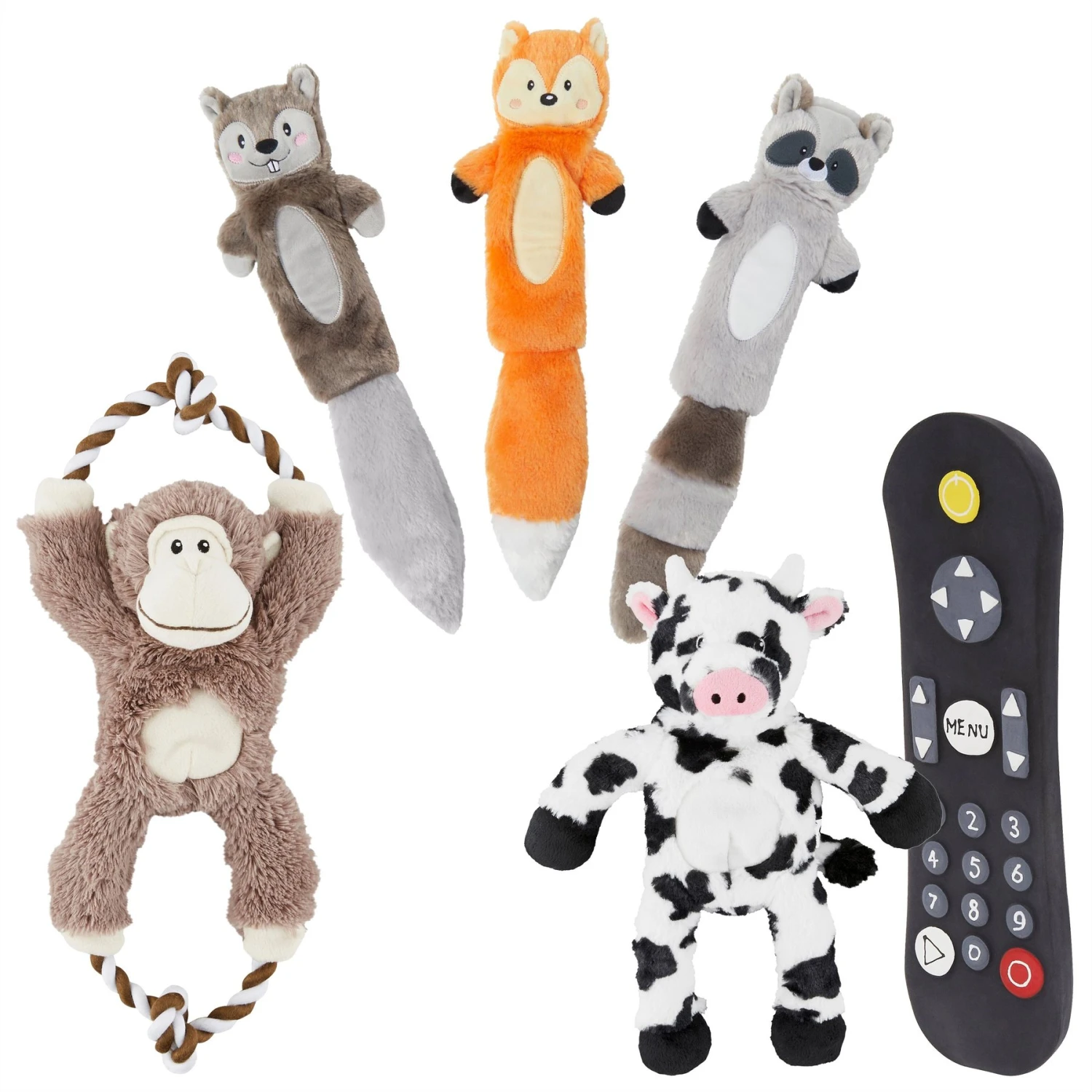 Frisco Forest Friends Stuffing-Free Skinny Plush Squeaky Dog Toy + 3 Items 3 Frisco Forest Friends Stuffing-Free Skinny Plush Squeaky Dog Toy + 3 Items