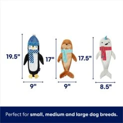 Frisco Holiday Ho Ho Ho Fetch Squeaky Tennis Ball Dog Toy & Frisco Holiday Arctic Friends Stuffing-Free Skinny Plush Squeaky Dog Toy -Frisco 986310 PT6. AC SS1800 V1698258464